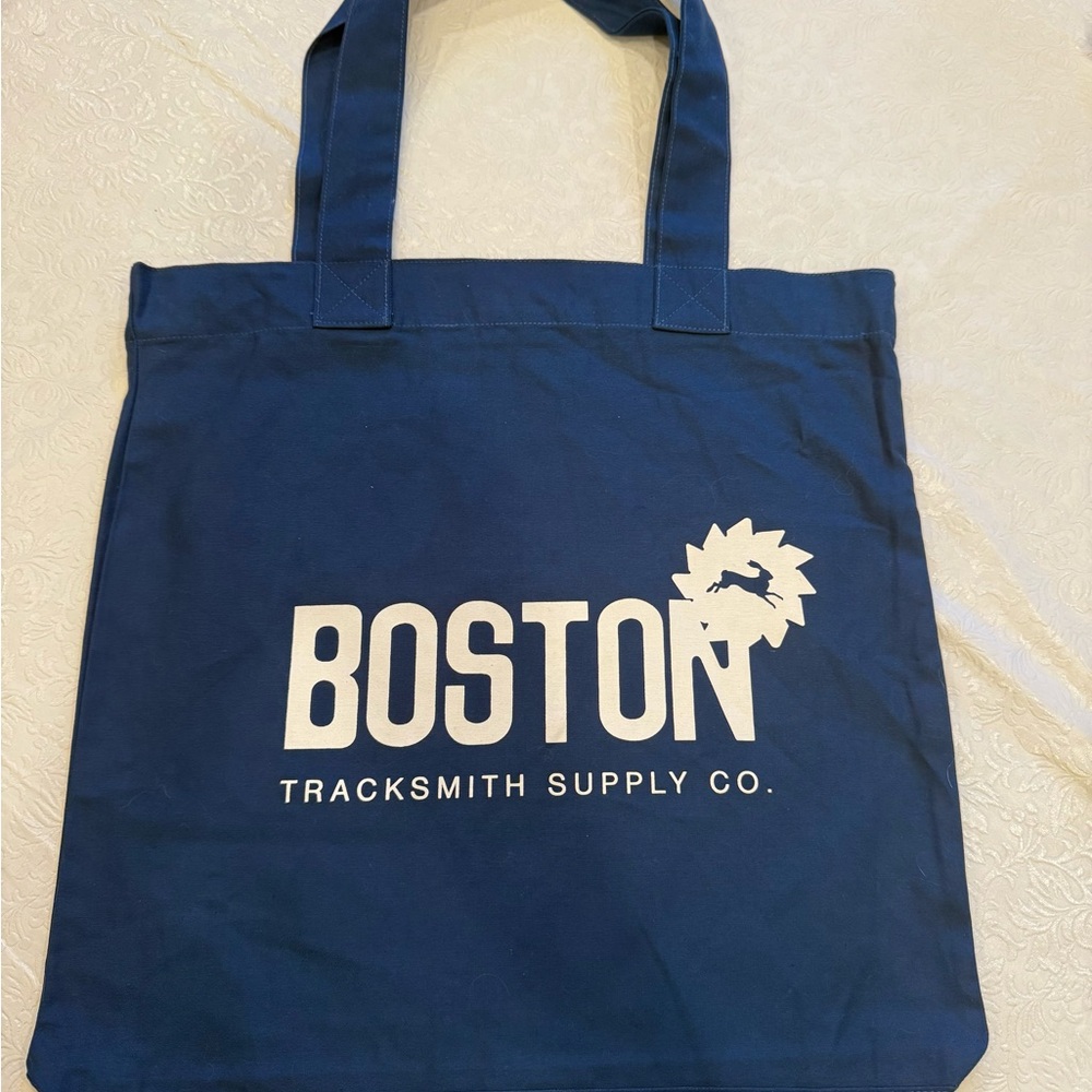 Tracksmith Boston Marathon 2025 Blue Boston Canvas Tote Bag NWOT